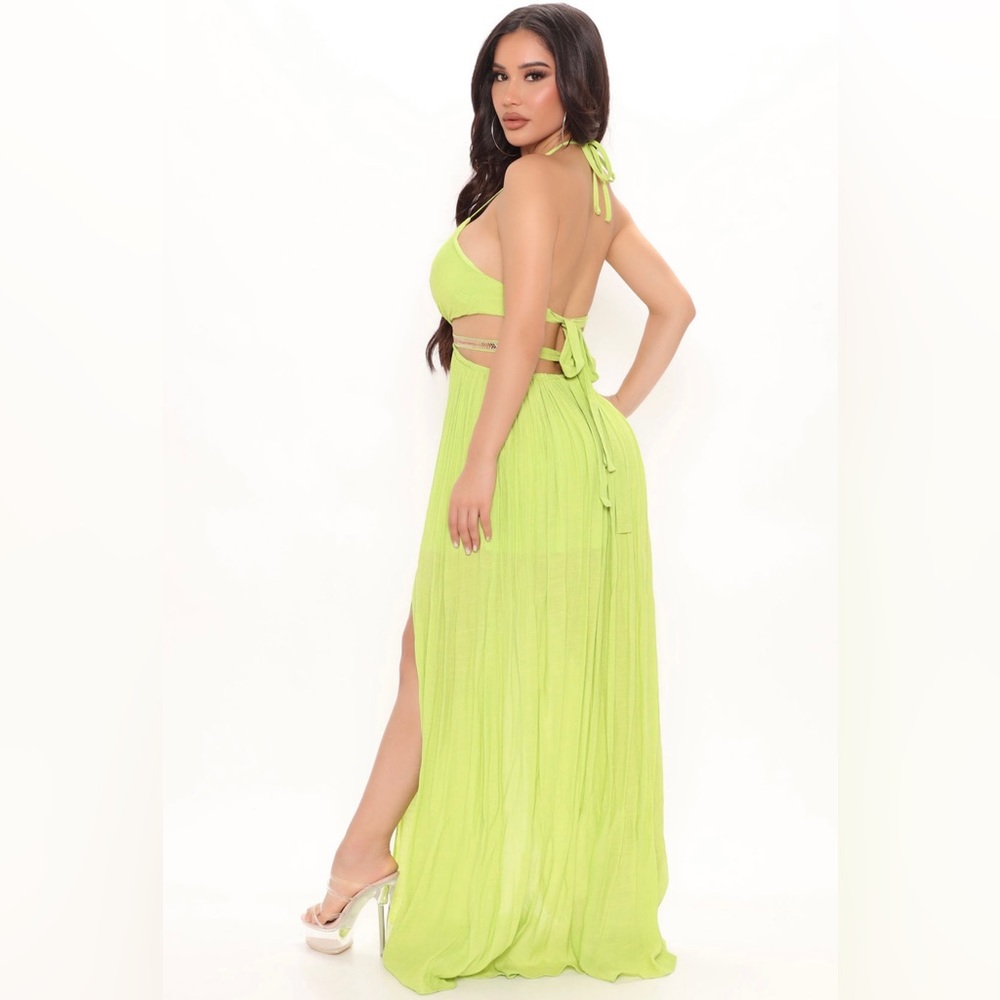 Lime Green Maxi Dress with gorgeous details • Brand new tags attached / Medium - Picture 3 of 8